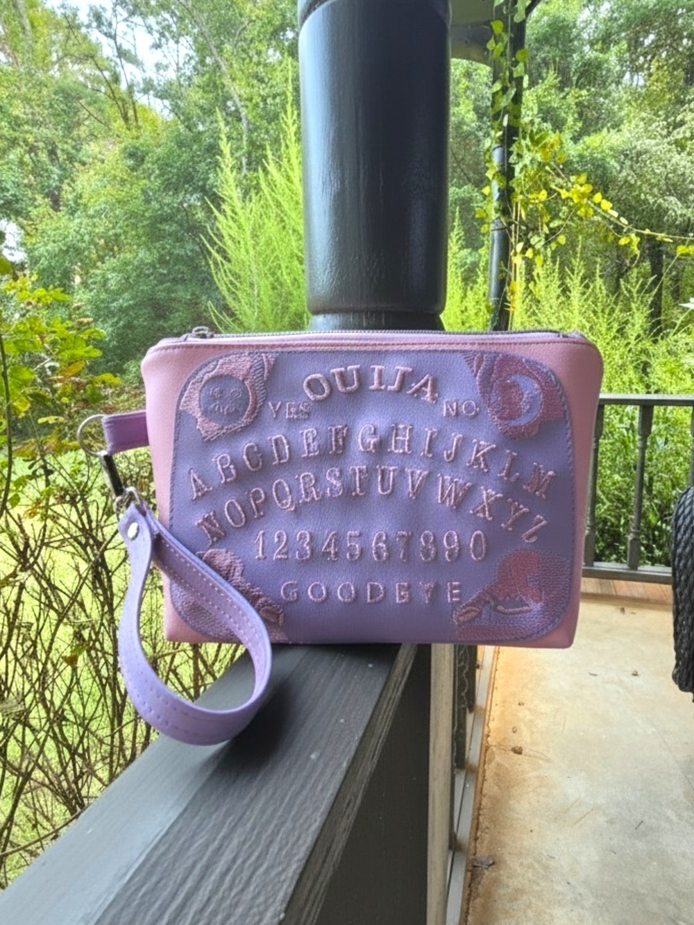 Ouija Embroidered Wristlet Clutch - Lavender Purple
